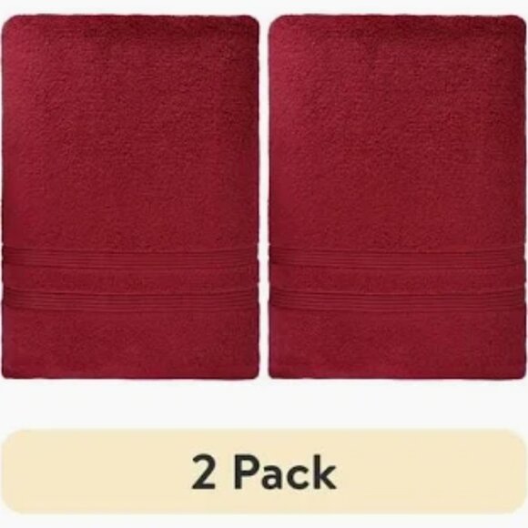(2 pack) Mainstays Performance Solid Bath Towel, 54" x 30", Crimson Red - Picture 2 of 9